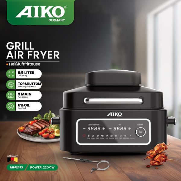 سرخ کن بدون روغن ایکو مدل AK625FR | ظرفیت ۶.۵ لیتر | توان ۲۲۰۰ وات